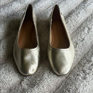 Vince Camuto Metallic Champagne Leather Ballet Flats